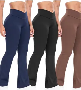 Arsoxy Women's High-Waisted Crossover Yoga Flared Legging Pants Bootcut with Tummy Control Breathable Activewear Bottoms for Gym Outfits