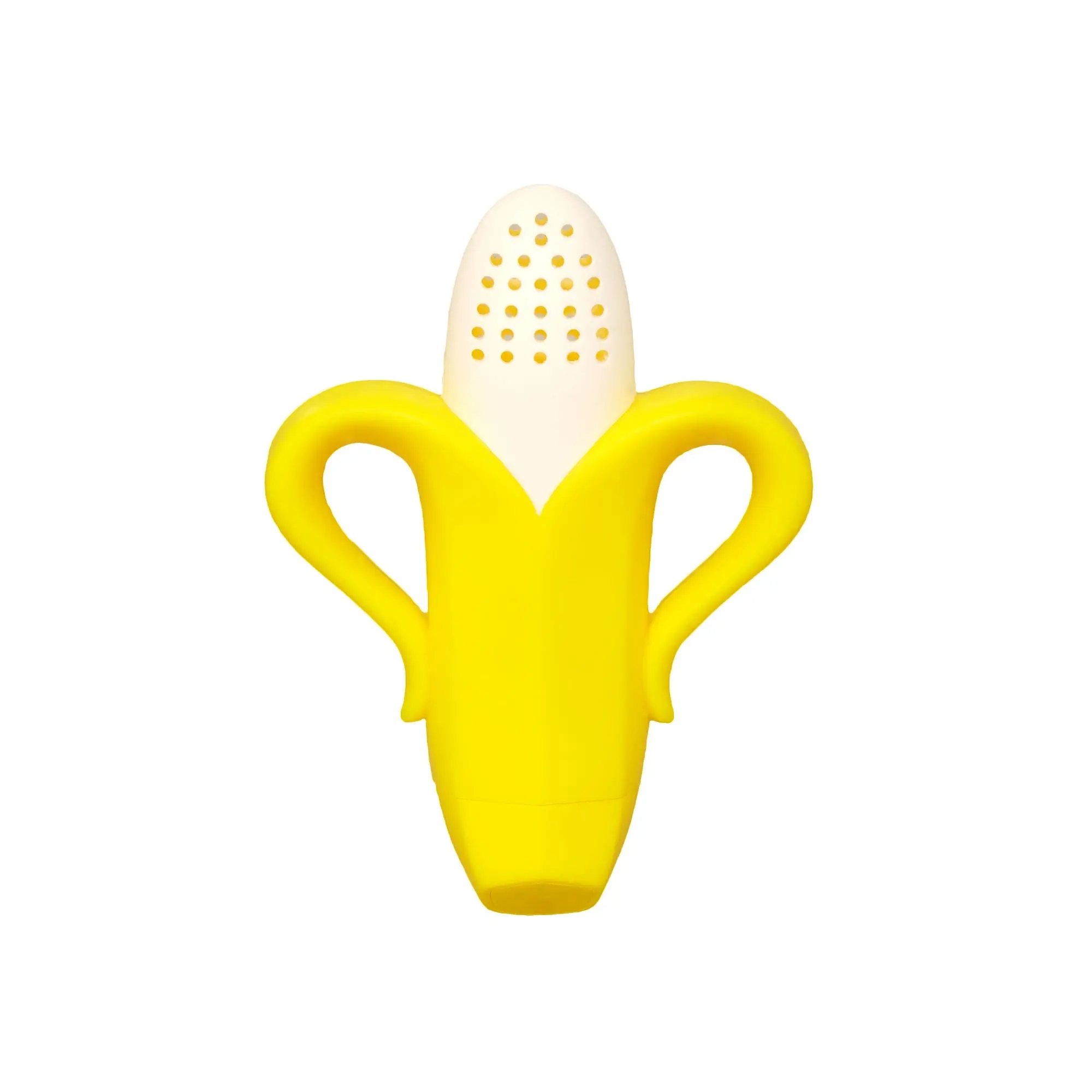 RaZbaby Fruitique Fruit Feeder – One-Piece, Larger Opening, Holds More Fresh/Frozen Fruit, Teething Relief, BPA-Free, Dishwasher Safe - Banana