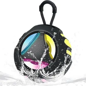Shower Speaker , Portable  Speakers , Outdoor, Floating IPX7, Built-in Mic, 24H Playtime with LED Lights, Loud  Sound,  Bass, Gifts for Unisex - Black