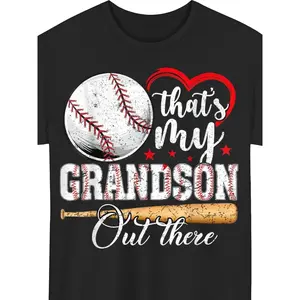 That's My Grandson Playing Baseball Grandma's Fun Men's Black T-shirt Menswear Top