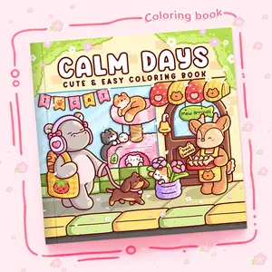 1PC coloring book, soft and healing style, with forest cute pet interactive scene patterns in pink and warm colors, can relieve stress and relax while also cultivating aesthetics. It is a cute pet themed coloring album for home leisure or lunch breaks