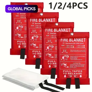 Fire Blanket, Fireproof Blanket, 4 Counts Heat-resistant Fiberglass Fire Blanket with Pull Tabs, Reusable Fire Safety Equipment for Kitchen, Home, School, Office #GLOBAL PICKS