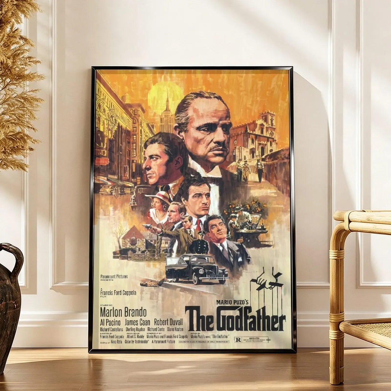 Classic 1970s Mafia Movie Poster  Vintage Gangster Film Wall Art  Retro Cinema Room Decor