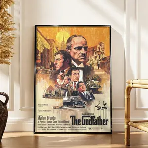 Classic 1970s Mafia Movie Poster  Vintage Gangster Film Wall Art  Retro Cinema Room Decor