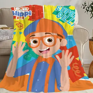 Cartoon TV B-Blippi Blanket Skin Friendly Comfort Warm Soft Plush Blanket Suitable Sofa Living Room Office Bedroom