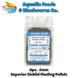 Superior Cichlid Pellets, 5mm-13/64" 42% Protein Floating Pellets for all Central and South American Cichlids and ALL Tropical Fish. FREE 4-Type Wafer Mix & 12-Type Pellet Mix Included