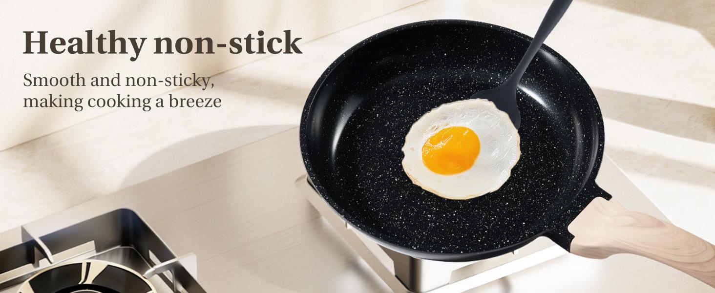 25-Piece Non-Stick Ceramic Granite Cookware Set with Stay-Cool Handles, Induction Compatible Pots and Pans Set for Healthy Cooking