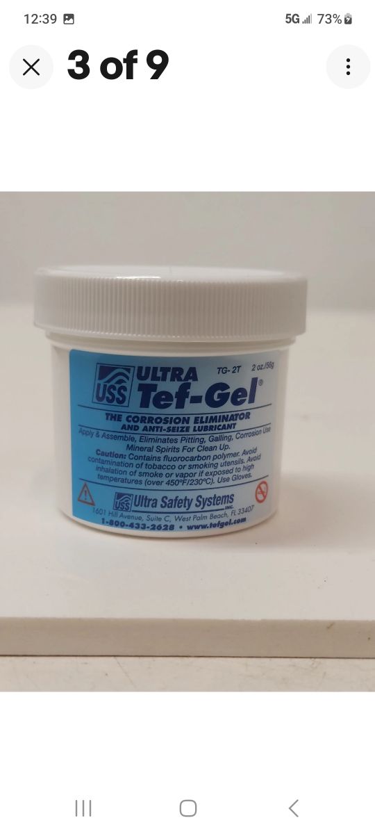 TG-02 Ultra Tef-Gel   Corrosion Eliminator And Anti-Seize Lubrican 2oz Tub