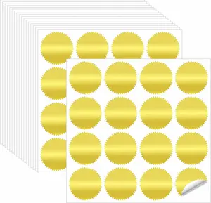 320 PCS round Golden Embossing Stickers, Gold Foil Self-Adhesive Wafer Seal Labels for Envelop, Certificate (Each 2 Inches) Hebayy