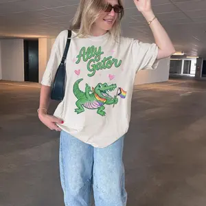 Ally Gator Pride Shirt, LGBTQ Ally Gator T-Shirt, Rainbow Flag Alligator Tee, Progress Pride Ally Gift, Equality Crewneck 2