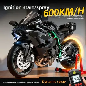 Kawasaki 1: 9H2R Spray Edition Dynamic Motorcycle Alloy Model Gift Set Realistic Toy Motorcycle Decoration Piece