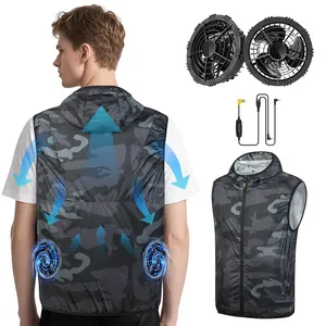Cooling Fan Vest with 3 Adjustable Wind Speeds, High Elastic Hem for All Body Types, Unisex, Waterproof Fabric, Zipper Design, Ideal for Hiking, Fishing, Outdoor Work, Perfect Gift for Outdoor Workers