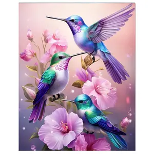Hummingbird Diamond Art Kits for Adults, Hummingbird Diamond Painting, 5D Round Full Drill Gem Art Kits DIY Crafts for Home, DIY Diamond Arts