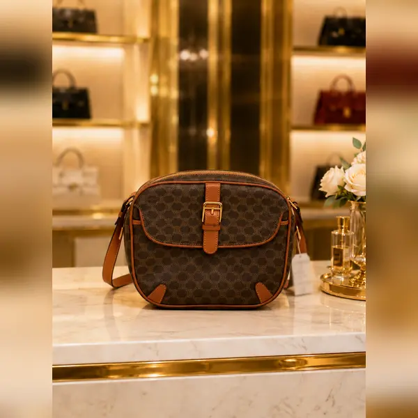 Pre-owned Celine - Crossbody Bags Macadam Coated Canvas Crossbody Bag Brown Tan LA23267217