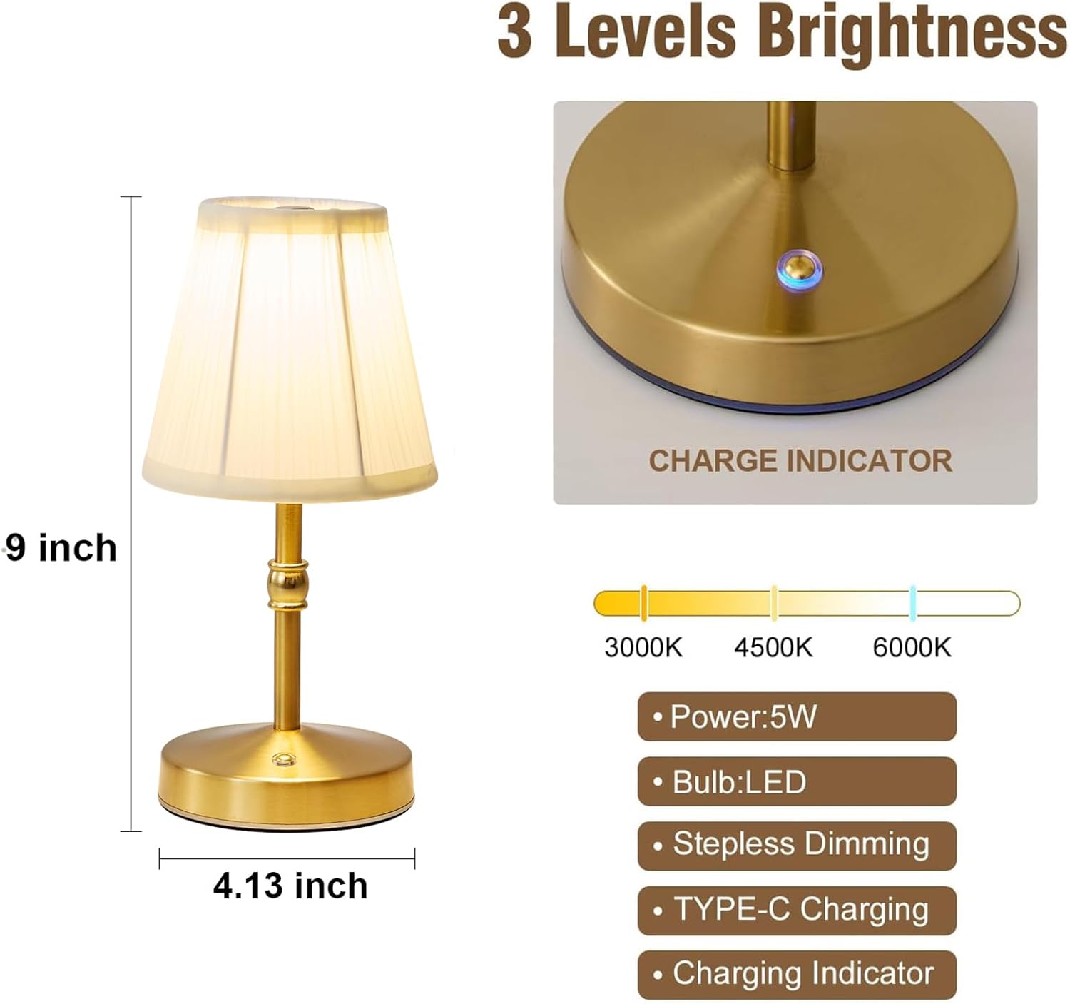 Mini Cordless Table Lamp   Dimmable   Rechargeable Aesthetic  lights for bedroom Kitchen Counter, Bar, Restaurant