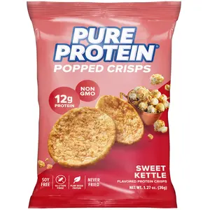 "Pure Protein Popped Crisps – Sweet Kettle Flavor, 12g Protein Snack, High Protein, 1.27oz, 12 Count"
