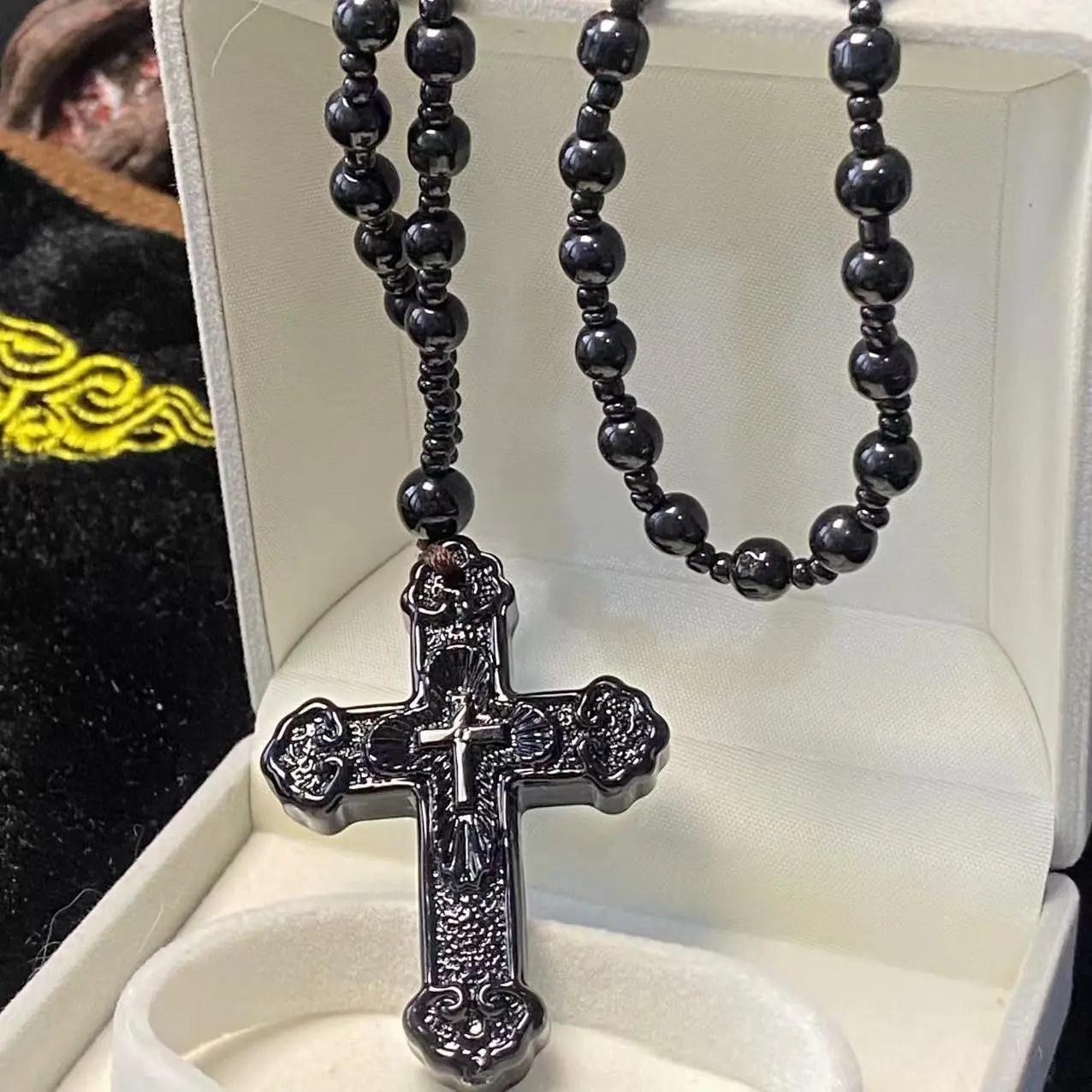 Double sided Cross Necklace   Black