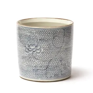 Blue and White Chrysanthemum Flower Planter