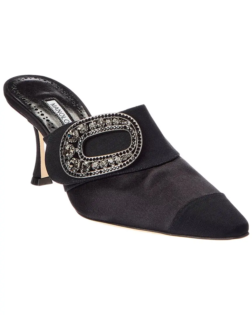 Manolo Blahnik Tula 70 Satin & Grosgrain Mule