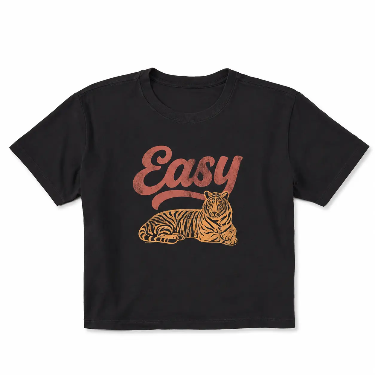 Retro Vintage Tiger Easy Graphic Crop Tee Women Boxy Fit Streetwear T-Shirt Premium Cotton Breathable Short Sleeve Casual Top Aesthetic Y2K Tee Gift