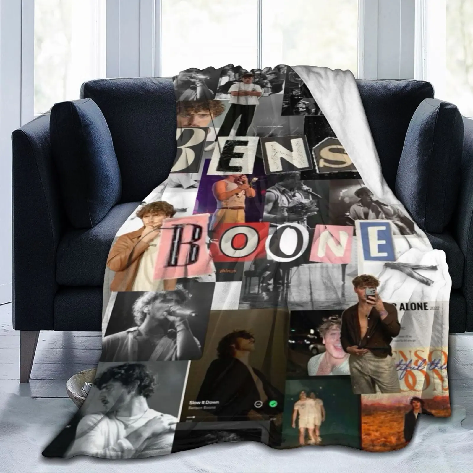 Benson Boone Super Soft Flannel Throw Blanket - 40x50 in, Wrinkle Resistant, Chic Look, Home/Outdoor Use, Soft Blanket Vibes, Ideal Gift for Family