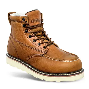 Ever Boots Bronco Construction & Warehouse Use Moc Toe Work Boot All-Day Comfort & Slip Resistance