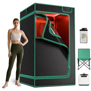 Red Light  Sauna with Red Light  for ,Portable Red Light Steam Sauna with 3L 1200W Steamer, Adjustable Temperature, Timer Setting, Remote Control, 35.4 * 35.4 * 62.9"