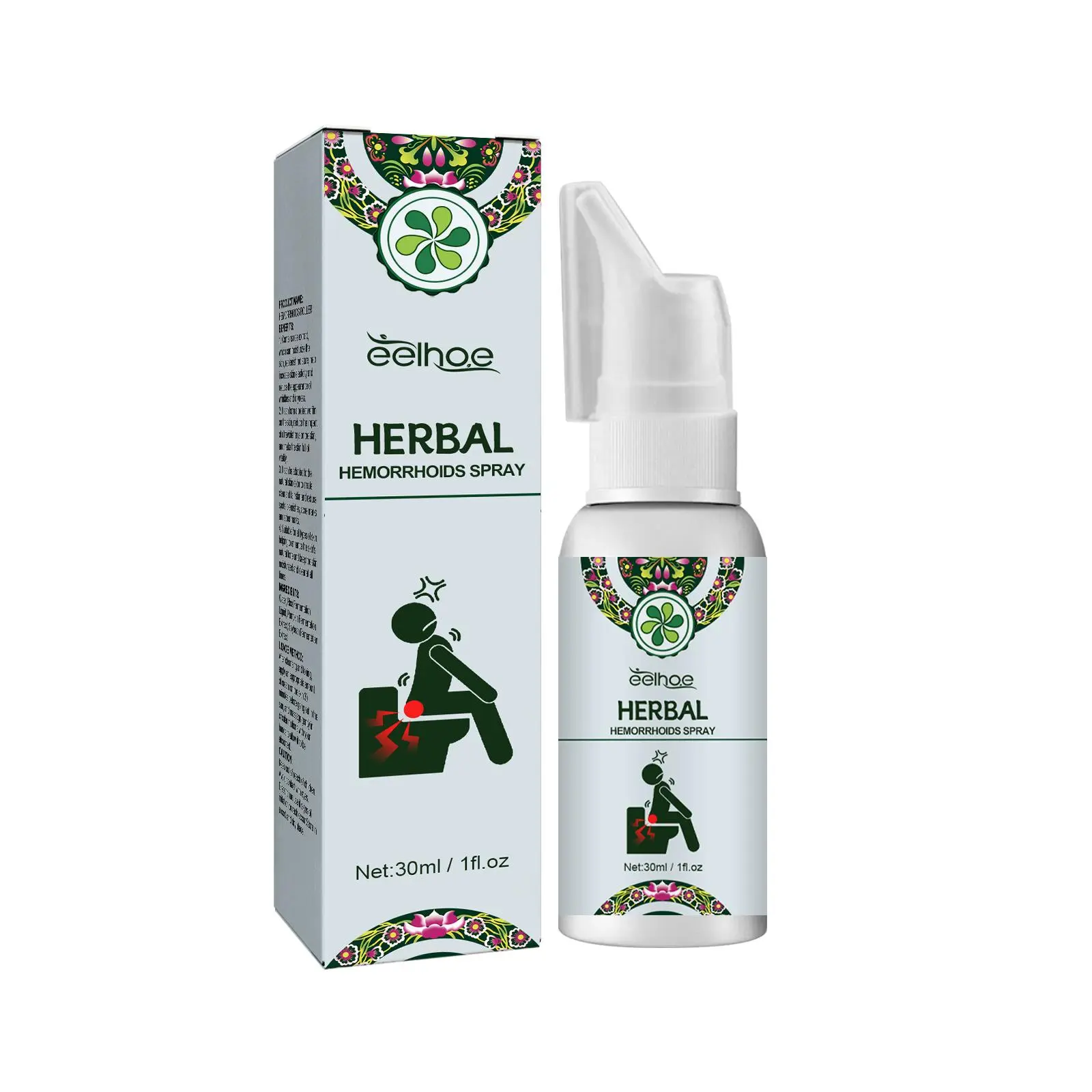 EELHOE Herbal Hemorrhoid Spray, relieves swelling, pain and itching, mixed inside and outside, breaking hemorrhoids and eliminating meat balls spray