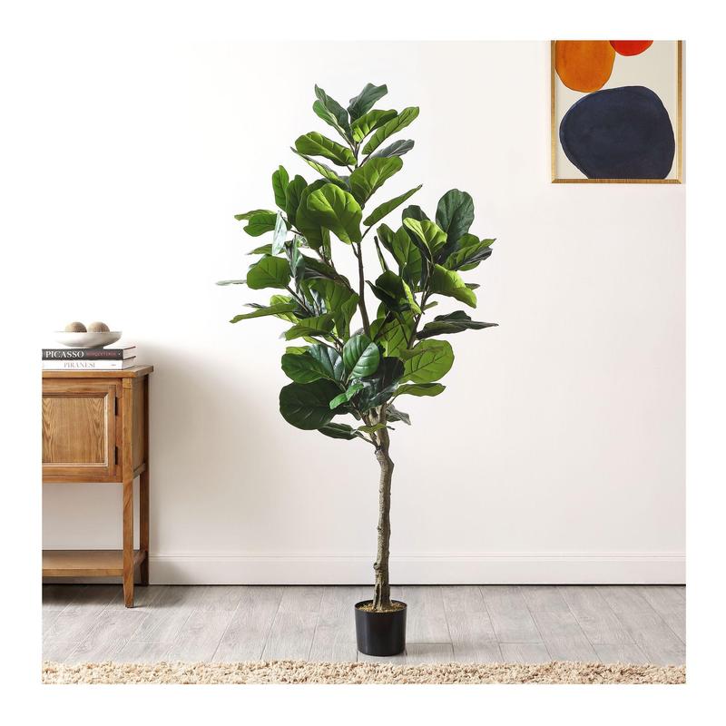 Safavieh Faux Multi Branch Fiddle Leaf Fig 72" Potted Tree