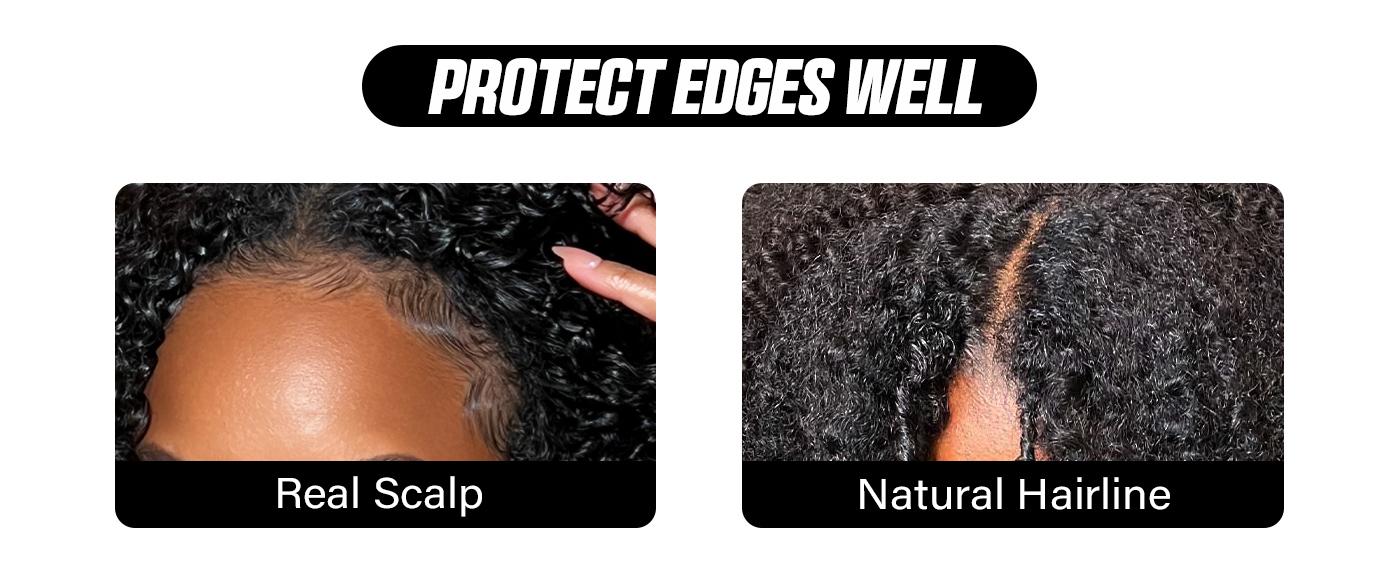 OQ HAIR Kinky Straight Hair V Part Wig With Drawstring No Leave Out Thin Part Human Hair Glueless Wigs Beginner Friendly