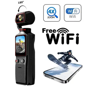 2K Ultra HD Portable Action Cam, WiFi Sports Camera, 4X Zoom, Infrared Night Vision, WiFi Sharing, 2000mAh Long-Lasting Battery, Multi-Scene Use for Skate, Rock Climbing and Travel Vlogging