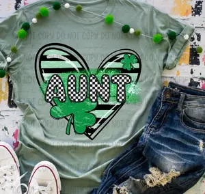 Aunt Clover Heart DTF Transfers - THIS IS NOT A SHIRT