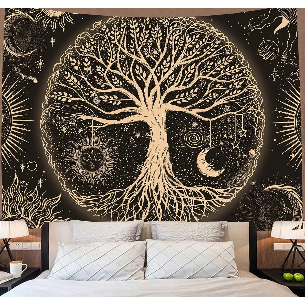 Decorative Tapestry Wall Hanging, 1 Piece Polyester Fabric Wall Art for Bedroom Living Room Dorm Home Decor, Multiple Designs and Sizes - Collection 065