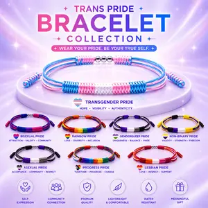 LAMIBEE LGBTQIA Pride, Bisexual, Pansexuality, Asexual, Lesbian, MLM Progress Flag Code Bracelet, Boho Style Rope Women Men Thread for Him Her, Pride Month