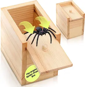 Original Spider Prank Box - Wooden Jump Scare Gag Gift for Adults, Valentine's day, April Fools & Halloween Pranks Kit, Funny Birthday Surprise Toy with Realistic Spider (Best Practical Joke for Men, Teens, Office)