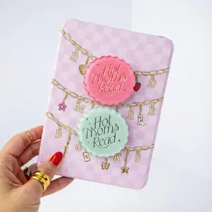 Hot Moms Read Phone Grip Cute Scalloped MagSafe Holder with Pink Soda Graphic & Coquette Bows Trendy Bookish Quote for Kindle Gift for Reader Mom