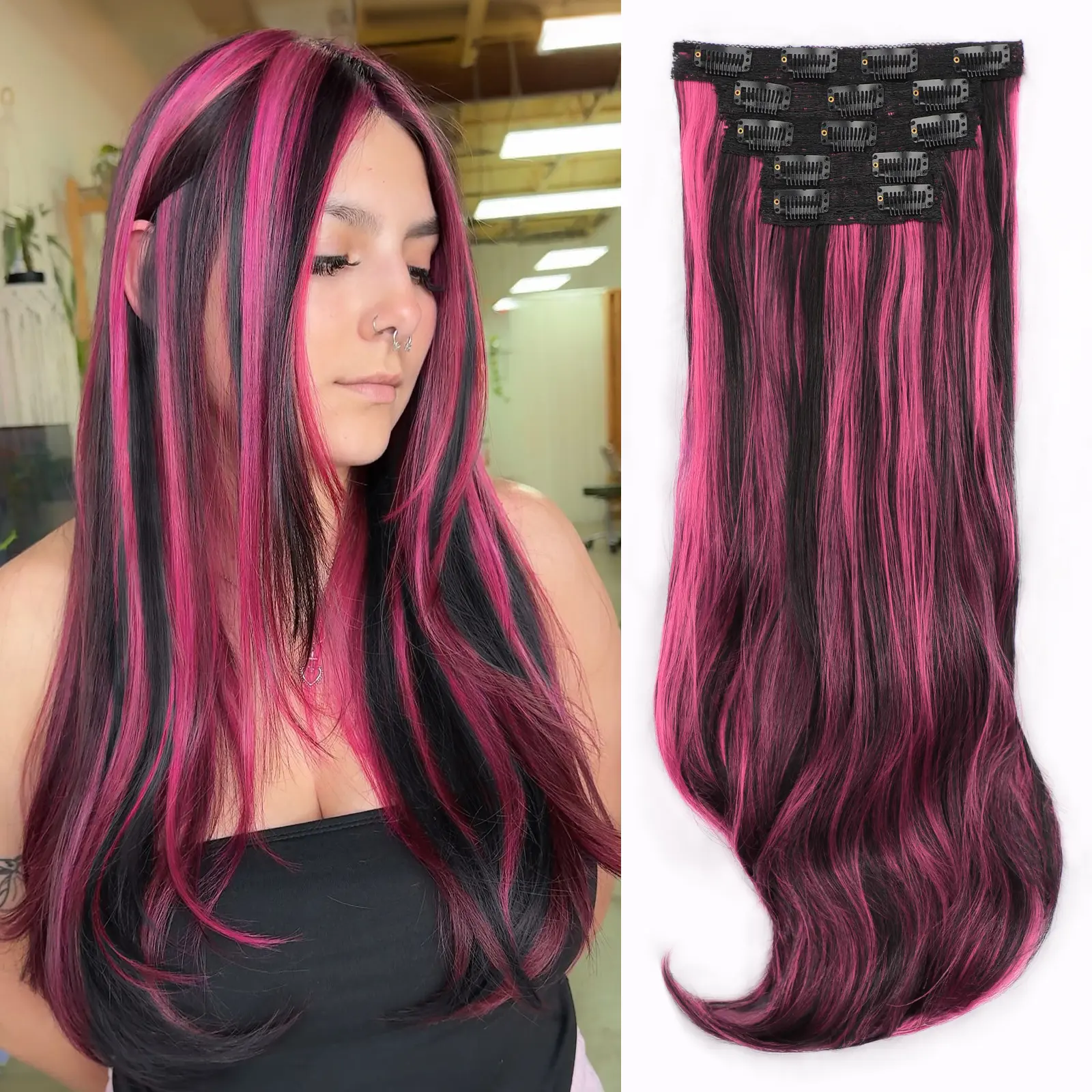 Black Mix Rose Pink Highlights