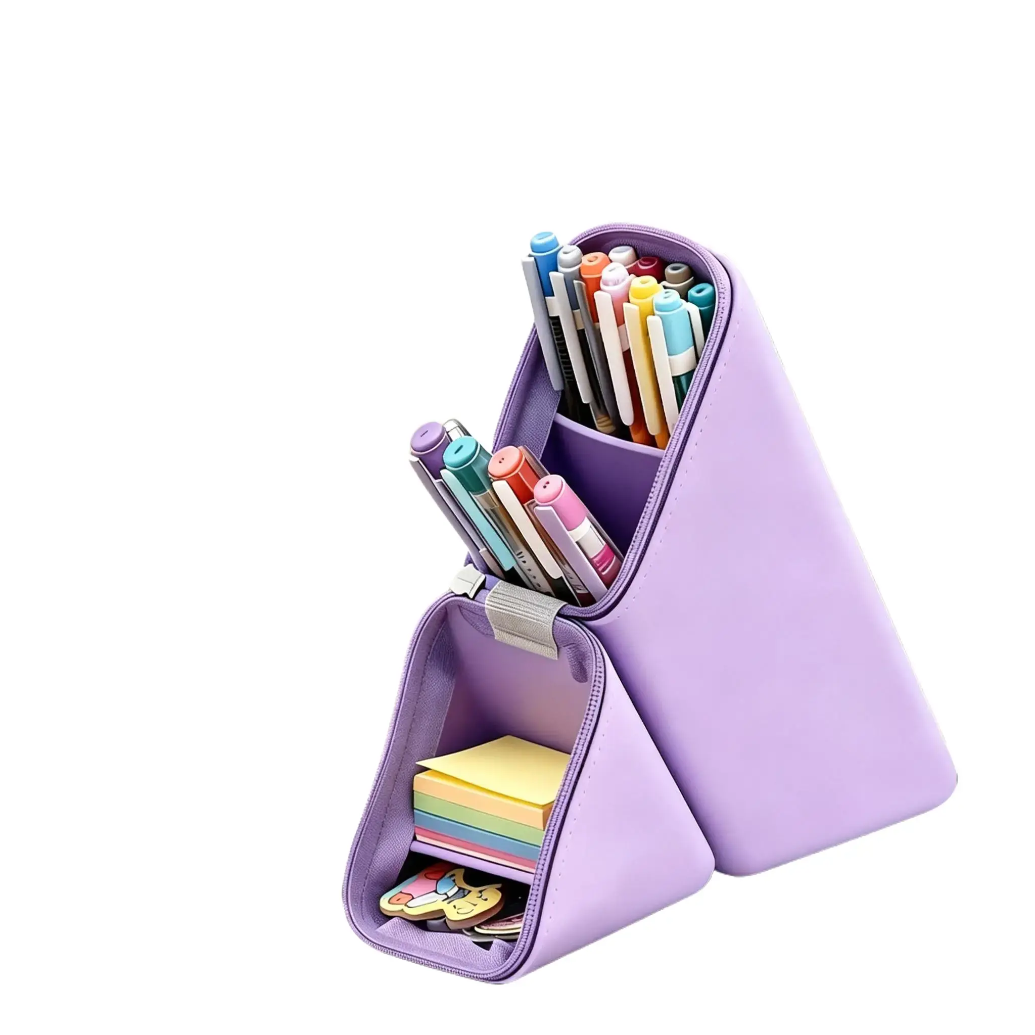 2-in-1 Silicone Pencil Pouch with Visible Zipper - Foldable Pencil Holder, Office Stationery Storage for Students, Back to School Essential