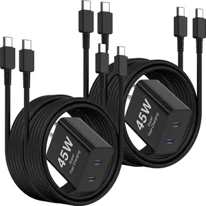 45W Dual Port Super Fast Charger and Type C to C Cable 6ft Long USB C Charging Block and Android Phone Cord for Samsung Galaxy S25/S24 Ultra/S23+/S22 Plus/S21/S20/Note 20/10/iPhone 17 16 15 Pro Max