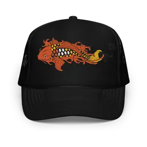 Japanese koi foam trucker hat, New City Exclusive design, adjustable mesh cap