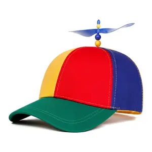 Kids Adults Matching Propeller Baseball Hat Rainbow Color Block Family Summer Sun Protection Top Hat
