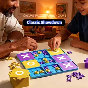 Upgraded Tic-Tac-Toe Game - A strategic board game suitable for boys, girls and families | Xs vs O' Strategy Board Game, suitable for party games, travel, birthday and holiday gifts Family Board Games