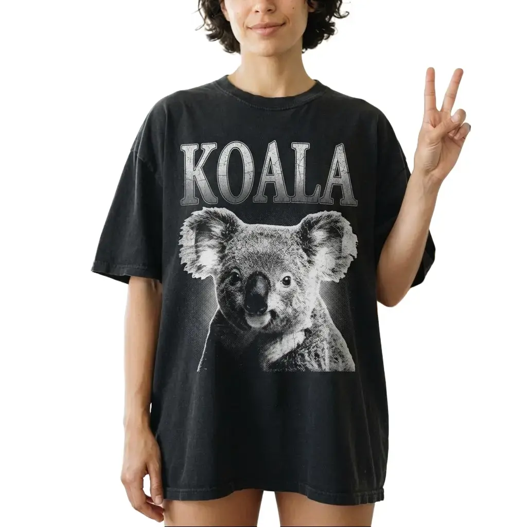 Koala Graphic T-Shirt for Men Women, Funny Vintage Animal Tee, Cute Wildlife Shirt, Casual Unisex Cotton T-Shirt, Nature Lover Gift, Gildan 5000 Heavy Cotton Tee