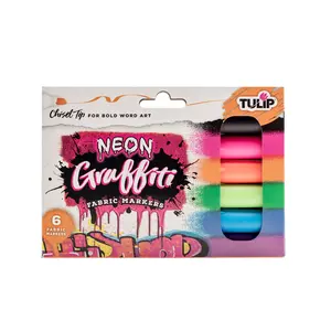 Tulip Graffiti Chisel-Tip Fabric Markers Neon 6 Pack