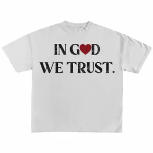 In God We Trust Letters Print Short Sleeve T-Shirt, Vintage Jesus graphic tee, christian clothing Womenswear Streetwear Cotton Casual Crewneck Everyday
