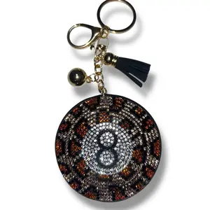 Leopard Print Keychain with Rhinestone Accents and Tassel Charm for Stylish Accessories