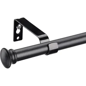 Black Curtain Rods for Windows 28 to 48 Inch, 5/8 Inch Small Decorative Matte Black Curtain Rod Set with Brackets, Splicing Adjustable Curtain Rods DEROFIT