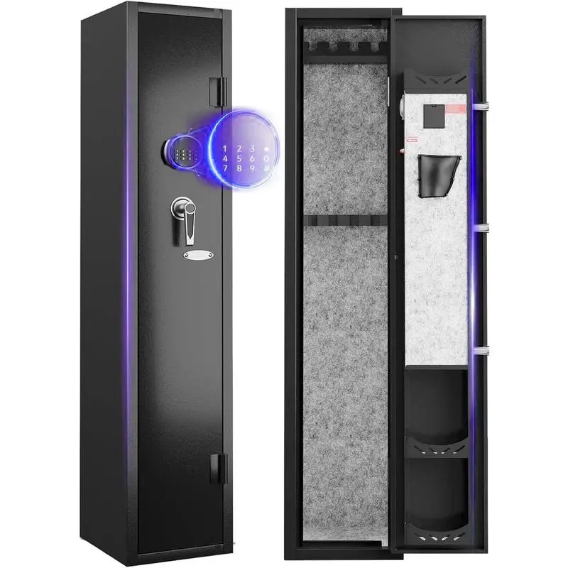 Cabinet Alarm 2-3 Gun Capacity Gun Safe, Home Rifle and Handgun Safe, with Digital Keypad and Two Emergency Keys, Gun Safe with Quick Access Feature, Rifle and Shotgun Safe with Removable Gun Rack and Storage Pouches
