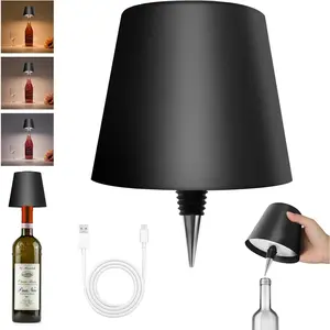 2025 New Wireless Bottle Light - LED bottle light, suitable for liquor and wine bottles, wireless lampshade, whiskey bottle top light, bottle stopper night light kit, rechargeable with three-color touch control dimming