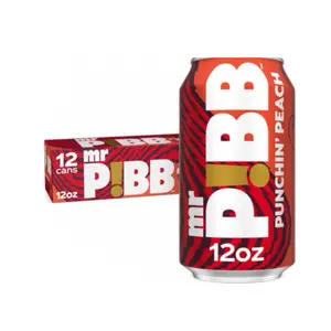 Coca-Cola Mr Pibb Punchin' Peach Soda 12oz Cans Pack of 12 Refreshing Soft Drink